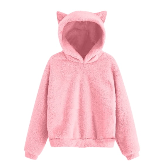 EnJoCho Girls Cat Ears Hoodies Cute Warm Sweatshirts Fleece Pullover | Sweatshirt for Teen Girls, Back-to-School Clothes, Fall Winter Warm Pullover , Fashion Cute Warm Tops, with Pockets