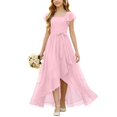 thumbnail image 1 of EnJoCho Girls Chiffon Junior Bridesmaid Dress Square Neck Flutter Sleeves High Low Formal Party Flower Girl Wedding Holiday Dance Pageant Evening Gown, 1 of 7