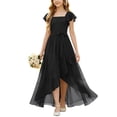 thumbnail image 1 of EnJoCho Girls Chiffon Junior Bridesmaid Dress Square Neck Flutter Sleeves High Low Formal Party Flower Girl Wedding Holiday Dance Pageant Evening Gown, 1 of 4