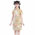 thumbnail image 1 of EnJoCho Girls Chinese Cheongsam 𝖥loral Graphic Traditional Dress Kids New Year Qipao Stand Collar Side Split Outfits Traditional Chinese Dress Kids Qipao Dress 𝖥loral, 1 of 5