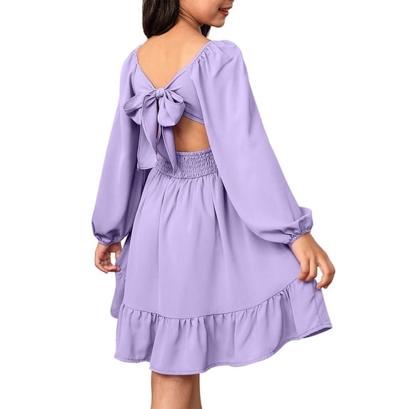 EnJoCho Girls Christmas Par𝗍y Dress Long Sleeve Tie Back Elegant Holiday Winter Gifts for Teens Kids Formal Occasion Dresses