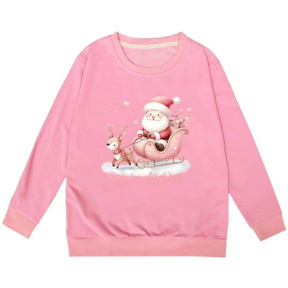 EnJoCho Girls Christmas Santa Print Sweater Loose Casual Pullover Winter Holiday Clothes for Toddler & Kids Xmas Par𝗍y