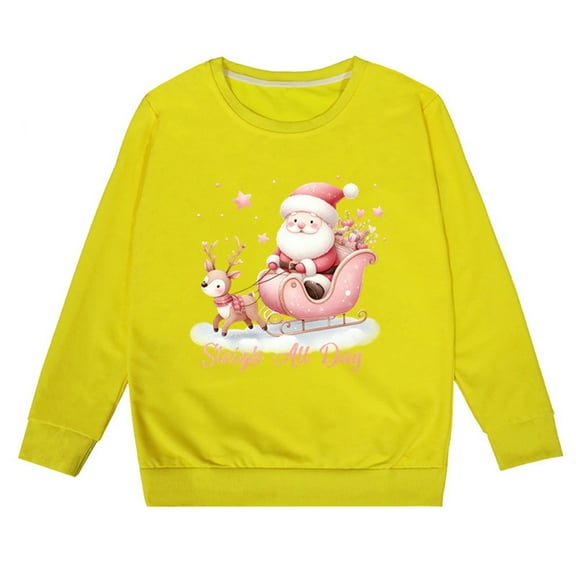 EnJoCho Girls Christmas Santa Print Sweater Loose Casual Pullover Winter Holiday Clothes for Toddler & Kids Xmas Par𝗍y