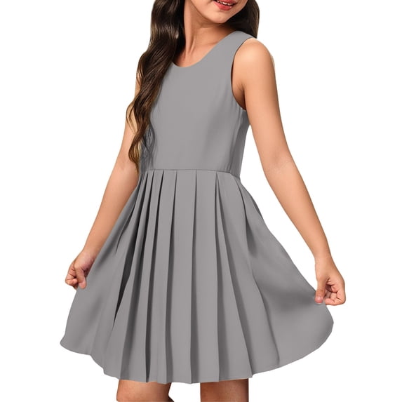 EnJoCho Girls College Style Pleated Vest Dress Jumper for Autumn Performance Skirt Large Children Preteen School Outfit Chic