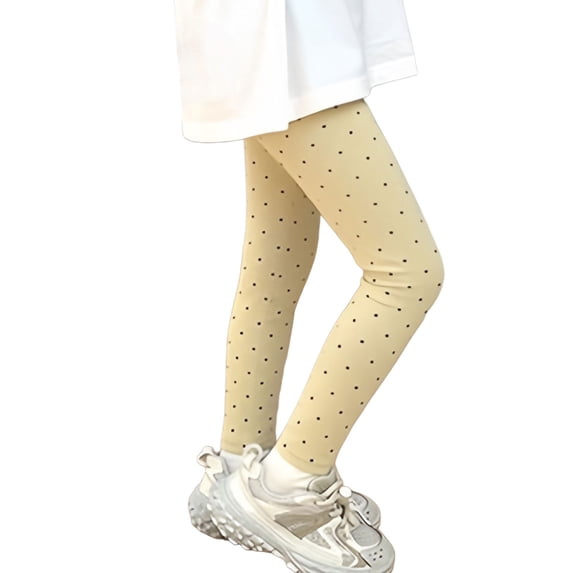 EnJoCho Girls Cotton Leggings Polka-Dot Print Yoga Pants Full Length Workout Gym Slimming Tights for Kids Toddlers Leggings Elastic Waist Stretch 2-13 Years