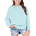 thumbnail image 1 of EnJoCho Girls Crewneck Sweatshirt - Drop Shoulder Side Split Long Sleeve Oversized Pullover Top for Kids 5-14 Years Fall Back-to-School Casual Wear, 1 of 8