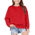 thumbnail image 1 of EnJoCho Girls Crewneck Sweatshirt - Drop Shoulder Side Split Long Sleeve Oversized Pullover Top for Kids 5-14 Years Fall Back-to-School Casual Wear, 1 of 8