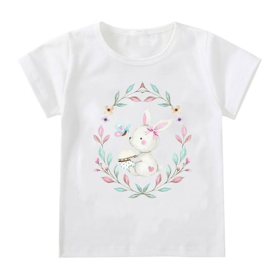 EnJoCho Children's Home Casual Wear Tops Toddler Cute Baby Girl T Shirts Short Sleeve Tee Shirts Baby Bunny Tshirt Easter Clothes Princess Vest Shirt Top