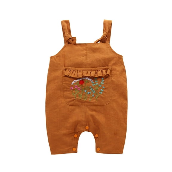 EnJoCho Girls Cute Thermal Pants Toddler Baby Boys Girls Cartoon Embroider Suspender Trousers with Pockets Suspender Pants Clothes