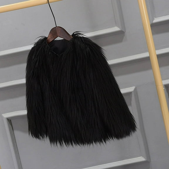 EnJoCho Girls Fa𝗎x F𝗎r Coats Winter Fringe Fuzzy Open Front Jackets Kids Thick Warm Long Sleeve Windproof Outerwear Clothing Apparel Winter Wear Coat Jacket Parka