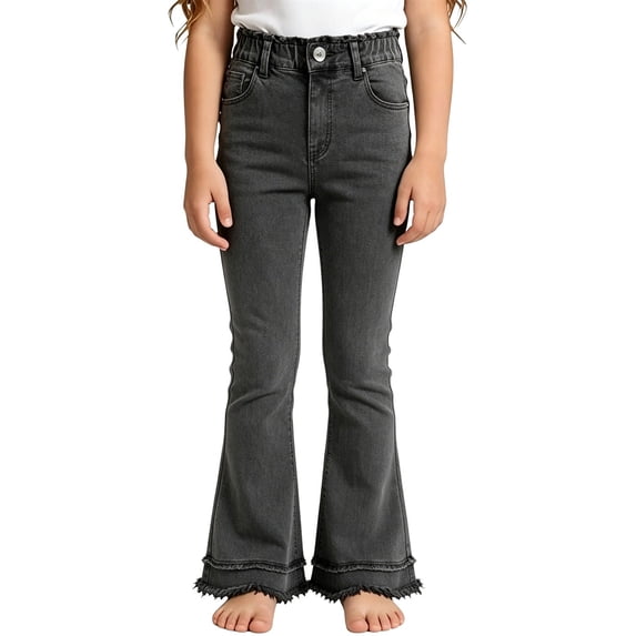 EnJoCho Girls Flare Jeans High Waist Stretch Bow Decor Bell Bottom Denim Pants Elastic Bootcut Trousers For Kids Back-to-School Y2𝖪 Trendy Casual Fashion Outfit