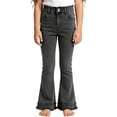 thumbnail image 1 of EnJoCho Girls' Flared Jeans Kids Denim Bootcut Pants Teen Trendy Asymmetric Lace Hem Bell Bottom Trousers Distressed Washed Jeggings Little Girl Flare Jeans, 1 of 4