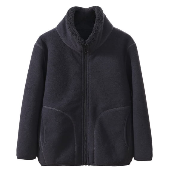 EnJoCho Girls Fleece Jacket - Full Zip Polar Fleece Long Sleeve Coat with Pockets for Toddler Kids Fall Winter Back-to-School Casual Outerwear