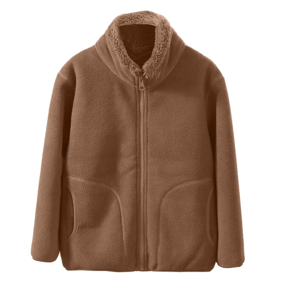 EnJoCho Girls Fleece Jacket - Full Zip Polar Fleece Long Sleeve Coat with Pockets for Toddler Kids Fall Winter Back-to-School Casual Outerwear