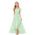 thumbnail image 1 of EnJoCho Girls Floral Print Maxi Dress Square Neck Ruffle Short Sleeve Bow Waist High Long Dress For Little Girls Wedding Birthday Party Holiday Dress, 1 of 4