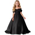 thumbnail image 1 of EnJoCho Girls Formal Dress Off Shoulder Satin Big Bow A Line Floor Length Gown For Little Girls Wedding Flower Girl Birthday Party Evening Wear, 1 of 4