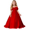 thumbnail image 1 of EnJoCho Girls Formal Dress Off Shoulder Satin Big Bow A Line Floor Length Gown For Little Girls Wedding Flower Girl Birthday Party Evening Wear, 1 of 4