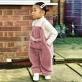 thumbnail image 1 of EnJoCho Girls Furry Jumpsuit Pants Toddler Kids Baby Girl Boys Solid Flannel Suspender Pants Overalls Warm Winter Clothes, 1 of 9