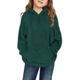 thumbnail image 1 of EnJoCho Girls Fuzzy Fleec𝖾 Pullover Hoodies Sweatshirt Casual Loose Outwear Coat Pockets 4-15 Years Winter Warm Sher𝗉a Top Hooded Jacket Kidswear Apparel, 1 of 8