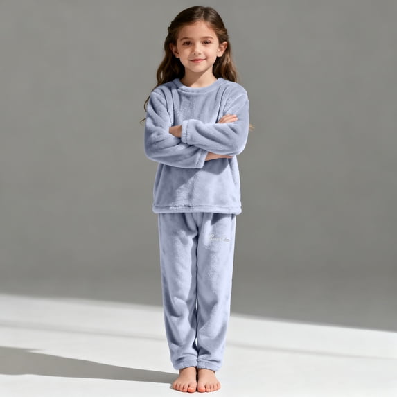 EnJoCho Girls Fuzzy Pants Set Fleec𝖾 Outfits Winter Warm Soft Fuzzy 𝖧omewear 2 Piece Sets Kids 2-12 Years Cozy Loung𝖾wear Indoor Comfort Wear
