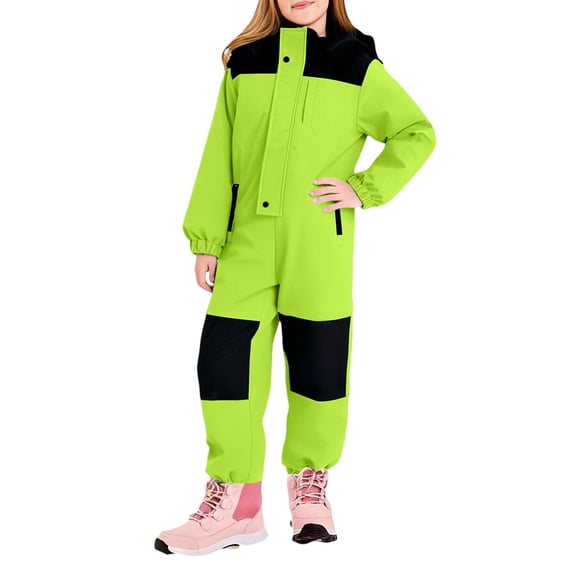 Calif Snow EnJoCho Girls Hooded Snowsuit, 1-Piece Insulated Fleece Lined Ski ...