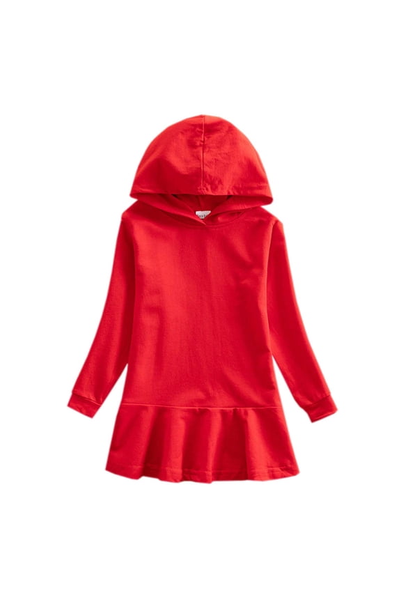 Girls Hooded Sweater Dress Western Style Casual Hooded Dress for Spring Autumn Baby Kids Pullover Knit Skirt Warm Outfit