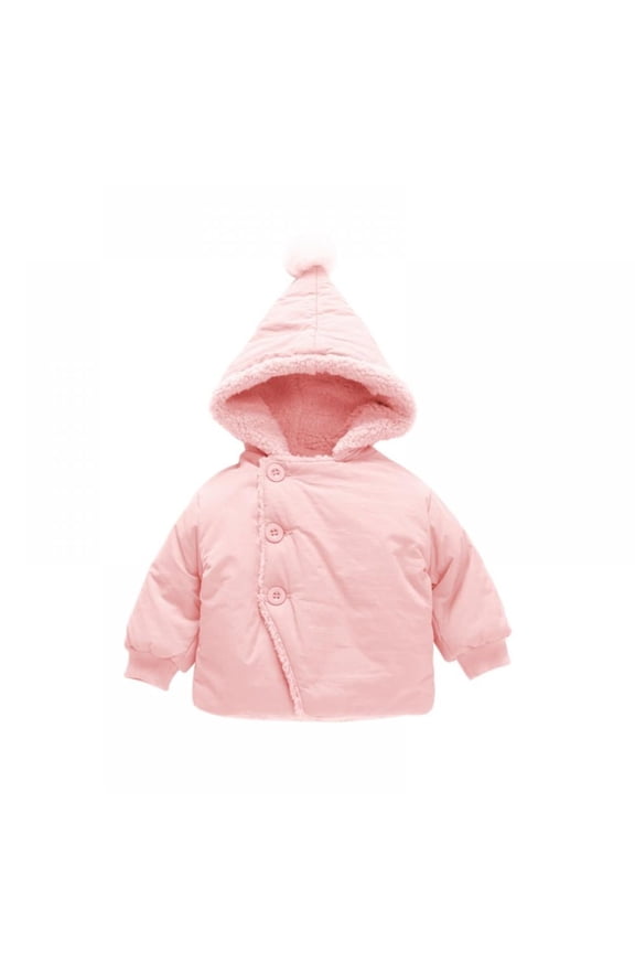 Girls Hooded Winter Coat Fleecđť–ľ Lined Button Front Plush Insulated Soft Warm Elastic Cuff Jacket Outerwear Parka Travel Outdoor Everyday Apparel