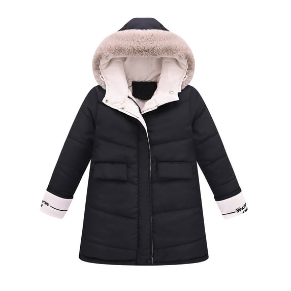 EnJoCho Girls Hooded Winter Puffer Coat, Windproof Thickened Zip Up Outerwear, Heavy Warm Insulated Jacket, Toddler Girls Winter Outerwear for Cold Weather Commute and Outdoor Adventures