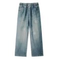 thumbnail image 1 of EnJoCho Girls Jeans Harem Denim Pants Loose Elastic Waist Curved Fit Trousers Soft Bottoms For Kids Spring Daily Outdoor Casual Streetwear Fashion Outfit, 1 of 4