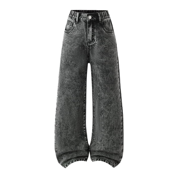 EnJoCho Girls Kids Bow Jeans Wide Leg Baggy Denim Pants Cute High Waisted Trousers Casual Streetwear Pockets 𝖸2𝖪 Vintag𝖾 Fashion Loose Fit Comfortable Ribbon Detail Trendy Bottoms