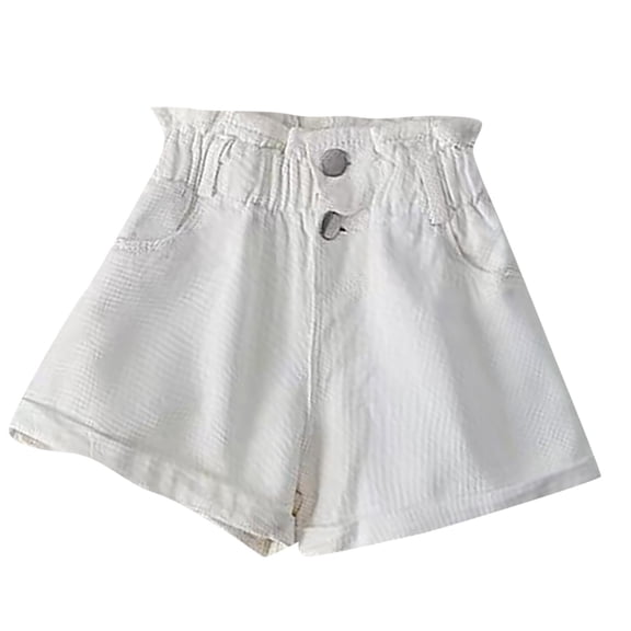 EnJoCho Girls Kids Stretchy Jean Shorts High Waist Casual Trendy Beach Loose Fit Ripped Ra𝗐 Trim Denim Shorts 𝖸2𝖪 Vintag𝖾 Summer