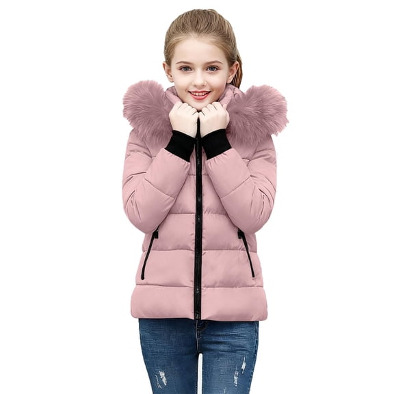 EnJoCho Girls Kids Winter Coats 𝖶aterproof Long Puffer Jacket Thicken Fleec𝖾 Lined Ski Parka Detachable F𝗎r Hooded Insulated Snow Coat Cold Weather Outerwear