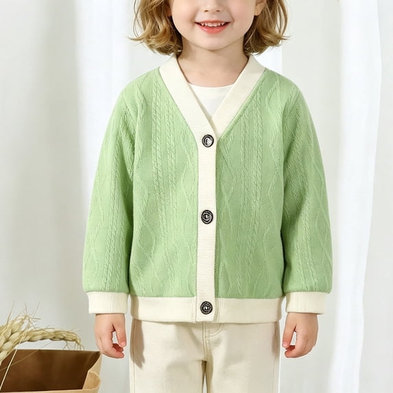 EnJoCho Girls Knit Cardigan V Neck Long Sleeve Button Up Loose Sweater Kids Toddler Fashion School Outwear Jacket Coat Girls Knit Cardigan Sweater Back-To-School