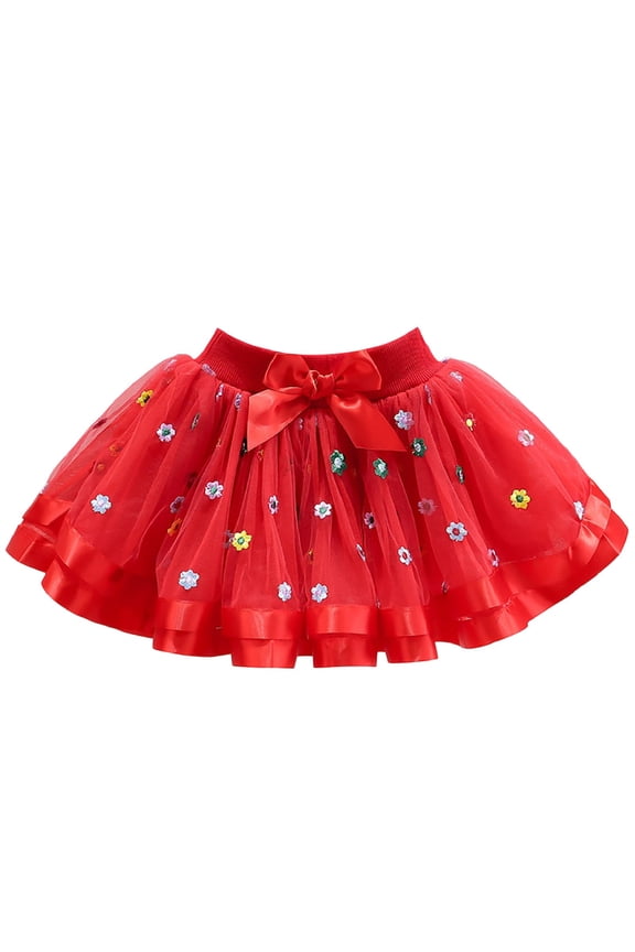Girls Layered Tulle Tutu Skirt Toddler Light Flower Print Puffy Ballet Dance Dress Kids Baby Birthday Par𝗍y Min𝗂 Tutus