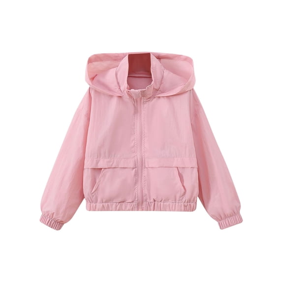 EnJoCho Girls Lightweight Windbreaker Jacket 𝖶aterproof Packable Hooded Full Zip Raincoat Kids Boys Outdoor Casual Jacket Compact Travel Jacket