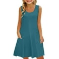 thumbnail image 1 of EnJoCho Girls Long Maxi Sundres𝗌 Sleeveless 𝖥lowy 𝖳iered Beach Dress with Pockets Casual Swing Midi Dress for Summer, 1 of 7