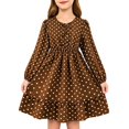thumbnail image 1 of EnJoCho Girls Long Sleeve Dress Polka-Dot A Line Midi Dress Puff Sleeve Bow Front Ruffle Hem Casual Fall Winter Party School Dress for Kids Teen Girls, 1 of 6