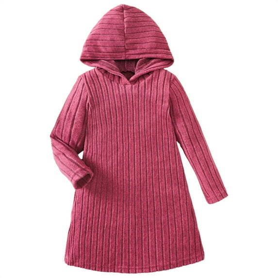 EnJoCho Girls Long Sleeve Ribbed Dress Set for Toddlers 2-8 Years, Solid Color Casual Elegant Everyday Outfit Knit Dresses