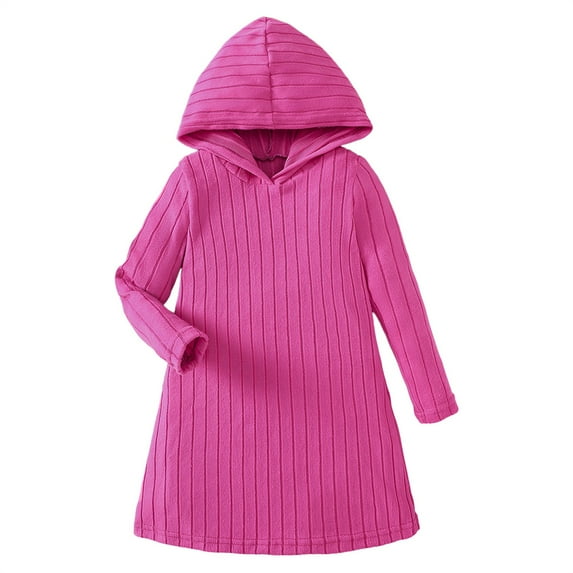 EnJoCho Girls Long Sleeve Ribbed Dress Set for Toddlers 2-8 Years, Solid Color Casual Elegant Everyday Outfit Knit Dresses