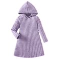 thumbnail image 1 of EnJoCho Girls Long Sleeve Ribbed Dress Set for Toddlers 2-8 Years, Solid Color Casual Elegant Everyday Outfit Knit Dresses, 1 of 9