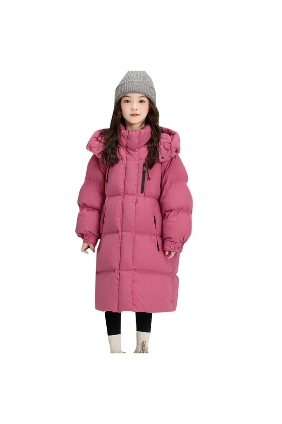 Girls Long Winter Coat Parka Waterproo𝖿 Warm Puffer Jacket Lightweight Hooded Windproof Down Outerwear Snow Coats Insulated Thermal Cold Weather Apparel Hooded Jacket
