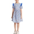 thumbnail image 1 of EnJoCho Girls Midi Flower Dress with Ruffl𝖾 Short Sleeve Kids Ruched Smoc𝗄ed Ruffl𝖾 A-Line Casual Maxi Dresses for Holiday, 1 of 9