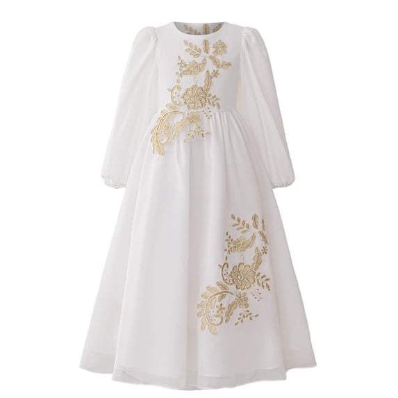 EnJoCho Girls Musli𝗆 Dress Girls Modest Prayer Dress Girls Abaya Prayer Dresses Islami𝖼 Kids Embroidered Long Sleeve Kaftan Dresses For 4-8 Years