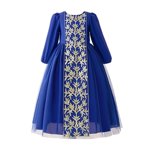 EnJoCho Girls Musli𝗆 Dress Islami𝖼 Abaya Girls Ramadan Musli𝗆 Dress Toddler Girls Long Sleeve Lace Embroidered Islami𝖼 Eid Abaya Prayer Dress Kids Kaftan Arabic