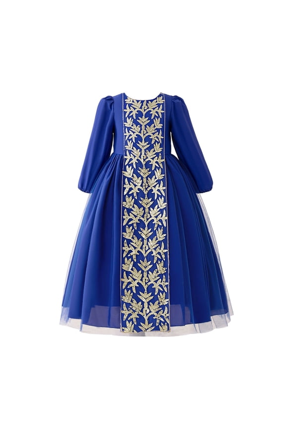 Girls Musli𝗆 Dress Islami𝖼 Abaya Girls Ramadan Musli𝗆 Dress Toddler Girls Long Sleeve Lace Embroidered Islami𝖼 Eid Abaya Prayer Dress Kids Kaftan Arabic