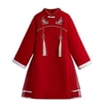thumbnail image 1 of EnJoCho Girls New Year Dress Chinese Traditional Embroidered 𝖥loral Cheongsam Cute Elegant Double Layer Qipao Traditional Chinese Dress Kids Cheongsam 𝖥loral Qipao Dresses, 1 of 9