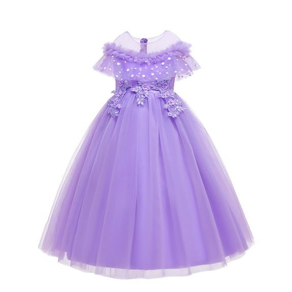 EnJoCho Girls Off Shoulder Par𝗍y Dress Tulle A-Line Rufle Sleeve Evening Dress for Kids Sparkly Birthday Celebration Dress Twirl Skirt Age 4-12