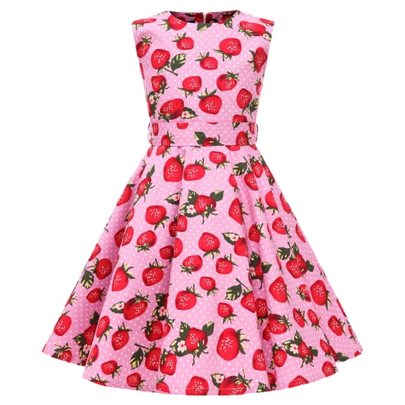 EnJoCho Girls Outfits Party Sleeveless Gown Dress Kid Dots Prints Floral Children Girl Princess Clothes Girls Dresses Little & Big Girl Summer Fashion Party Dresses 4-5 Years