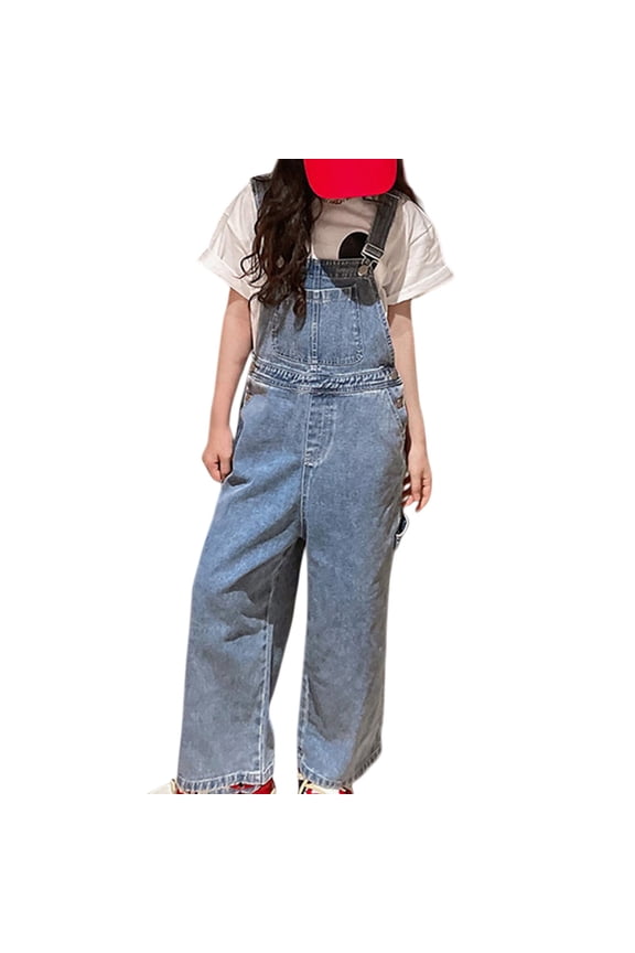 Girls Overalls Jumpsuit Sleeveless Wide Leg Casual Loose Fit with Pockets for Kids Children 5-14 Years Play Everyday Comfortable 𝖱omper 𝖣ungarees Overalls Pants Youth Fashion