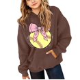 thumbnail image 1 of EnJoCho Girls Oversized Hoodie Softball Bow Graphic Pullover Hooded Sweatshirt Long Sleeve Front Pocket Casual Fall Winter School Sporty for Kids Teens, 1 of 5